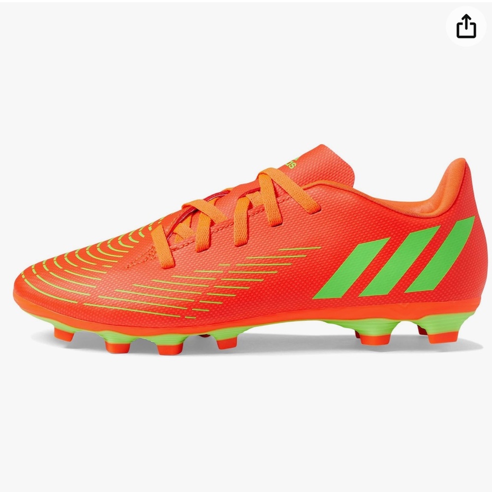 Adidas bright orange and lime green kids Cleats, size 2